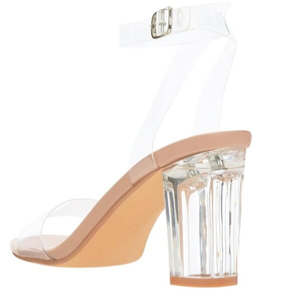Clear Strap Heels Lucite Block Heel Transparent Sandals Size 10 ZriEy - Picture 7 of 7